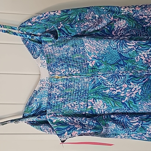NWT Lilly Pulitzer Gillian Satin Slip Dress - Las Olas Aqua - Strong Current Sea - Picture 10 of 10